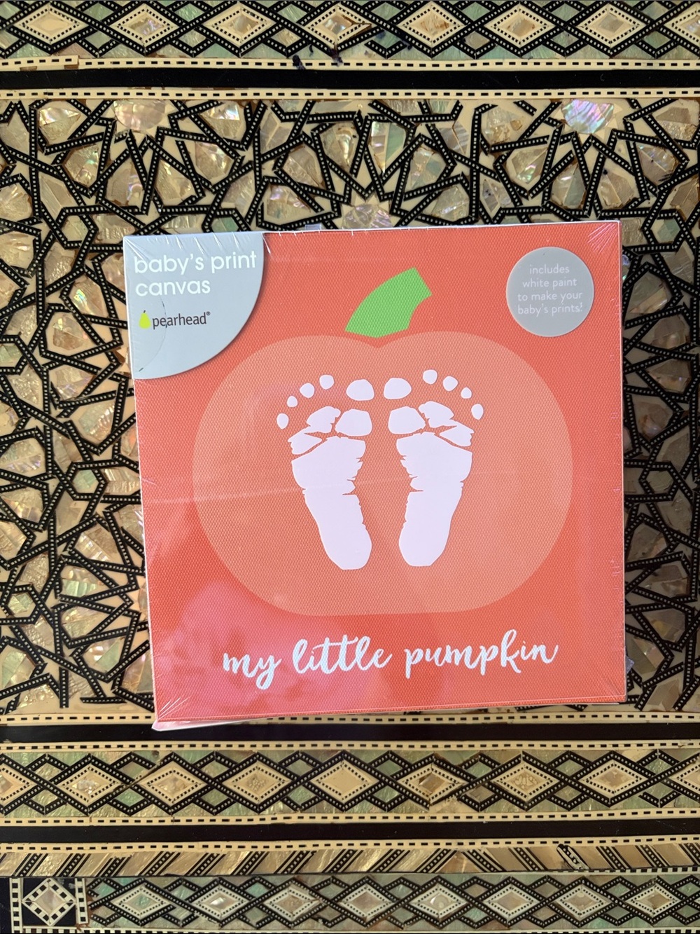 Pearhead Orange Pumpkin Baby Print Canvas - My Little Pumpkin